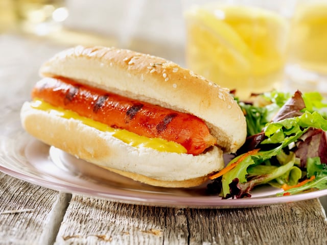 BBQ Hotdog with Spring Salad at a Picnic