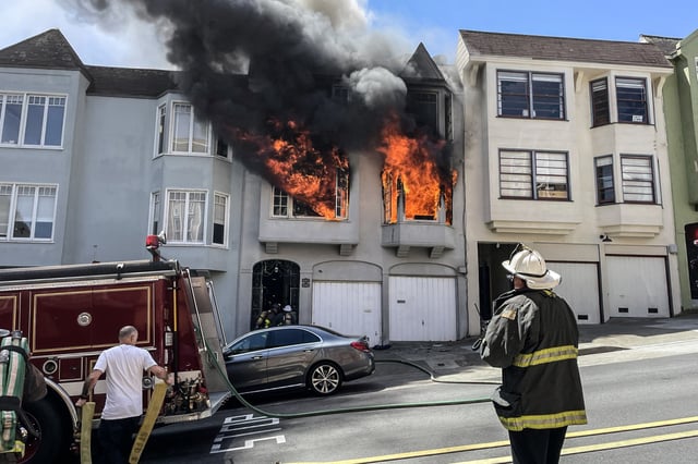 A fire in San Francisco's Alamo Square neighborhood destroyed two homes and left two people injured on May 21, 2024.