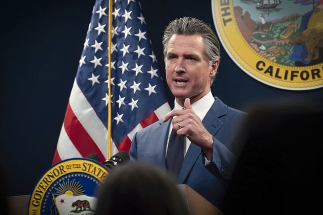 California Gov. Gavin Newsom during a news conference in Sacramento, Calif., on May 10, 2024.