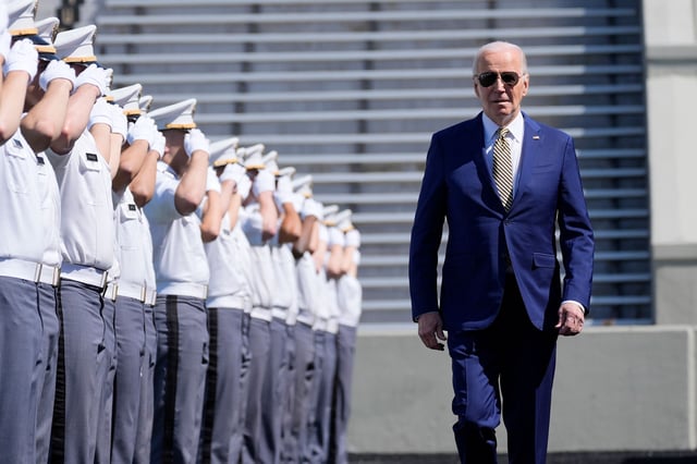 President Joe Biden walks to speak to graduating cadets at the U.S. Military Academy commencement ceremony, Saturday, May 25, 2024, in West Point, N.Y.