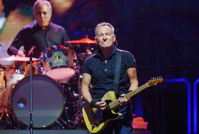 US singer Bruce Springsteen performs on stage at Parken in Copenhagen, Denmark, on July 11, 2023. (Photo by Liselotte Sabroe / Ritzau Scanpix / AFP) / Denmark OUT (Photo by LISELOTTE SABROE/Ritzau Scanpix/AFP via Getty Images)
