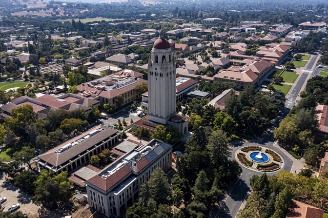 The Hoover Tower at Stanford University in Stanford, California, is pictured on September 14, 2023.