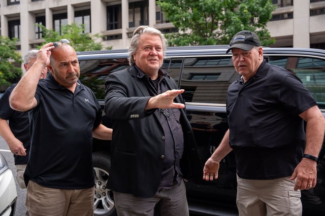 Steve Bannon arrives at the federal courthouse in Washington, DC, on June 6. \\