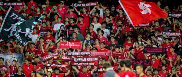 HONG KONG, CHINA - JUNE 6: Fans of Hong Kong cheers after the FIFA World Cup Asian 2nd qualifier Group E match between Hong Kong and Iran at Hong Kong Stadium on June 6, 2024 in Hong Kong, China.(Photo by Yu Chun Christopher Wong/Eurasia Sport Images/Getty Images)