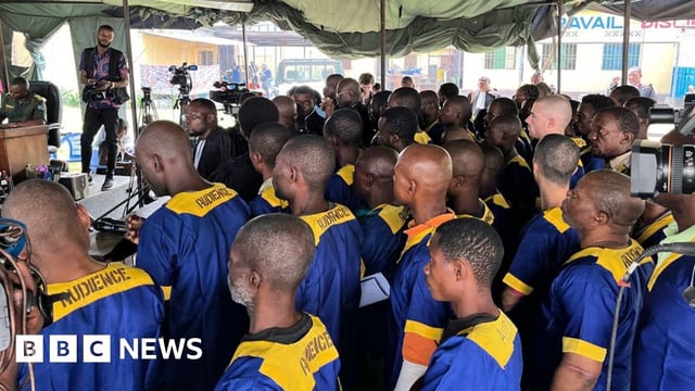 The defendants at the military tribunal in Kinshasa, DR Congo