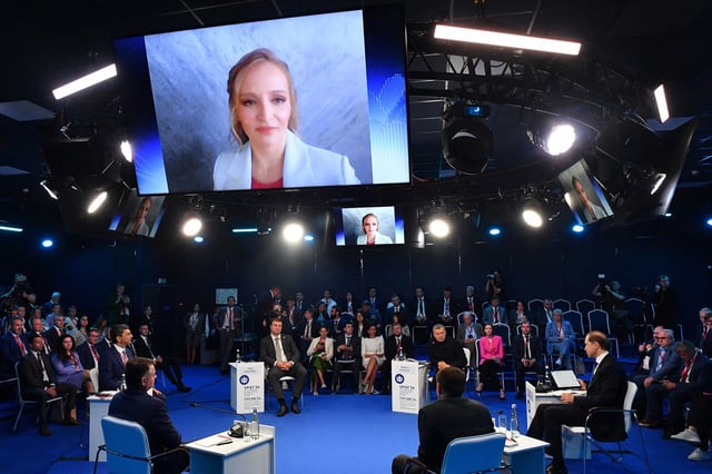 Katerina Tikhonova, Putin's daughter and the head of Innopraktika development initiative, virtually attended the Saint Petersburg International Economic Forum in Saint Petersburg, Russia, on Thursday.