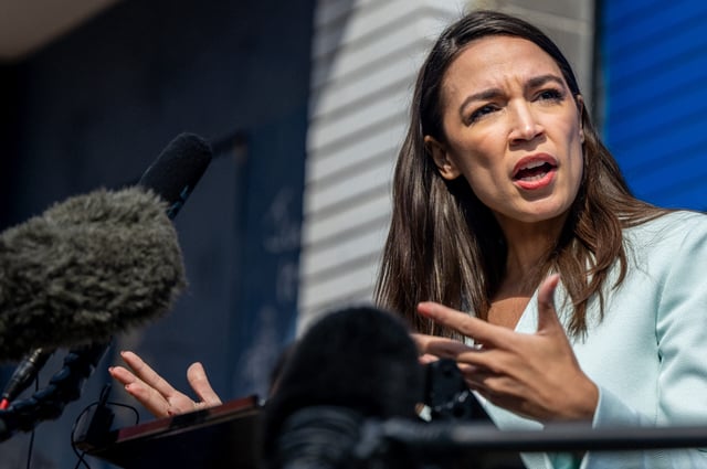 U.S. Rep. Alexandria Ocasio-Cortez speaks during a news conference at the 'Get Out the Vote' rally on In San Antonio, Feb. 12, 2022. (Brandon Bell/Getty Images)