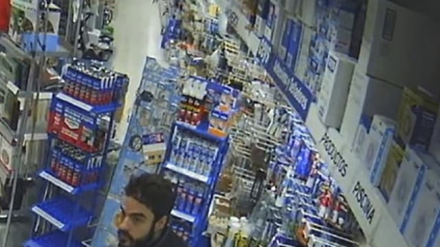 This image taken from video provided by U.S. Attorney’s Office, Miami shows allegedly David Knezevich in a hardware store, on Feb. 2, 2024, in Madrid. The Florida businessman is accused in the February disappearance of his estranged wife in Spain. Knezevich, 36, pleaded not guilty on Monday, June 10, during a brief hearing at Miami's federal courthouse. (U.S. Attorney’s Office, Miami via AP)