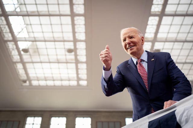 Joe Biden at a campaign rally in Philadelphia, on May 29, 2024. 