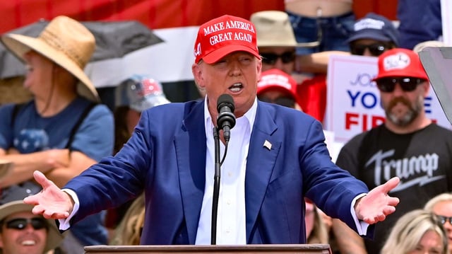 Donald Trump speaking at a campaign rally