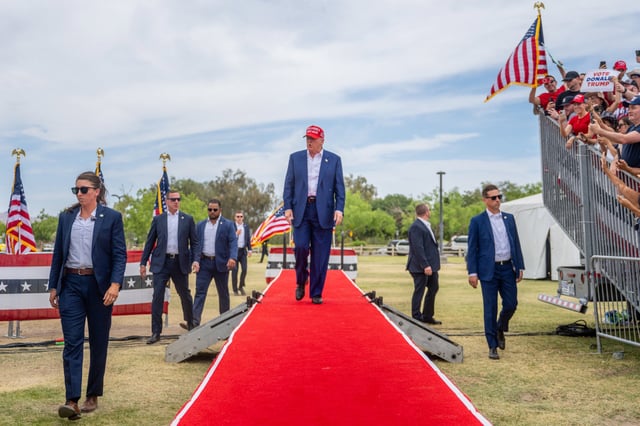 Donald Trump at his campaign rally in Las Vegas on June 9, 2024. 