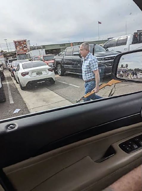 "On February 24, 2024, the FBI conducted surveillance on PRIETO and observedhim arrive at the gun show in Phoenix, Arizona. PRIETO was observed entering the gun showwith two rifles, one slung over his shoulder and another carried by hand. Upon entering the show,PRIETO was observed walking directly to the location of the CHS’s vendor booth from theJanuary gun show. PRIETO found the CHS’s vendor booth and immediately asked the UC andCHS if they are still a go for the attack."