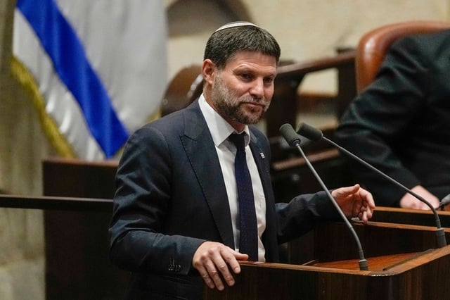 FILE - Israeli Finance Minister Bezalel Smotrich speaks at the Knesset, Israel's parliament, in Jerusalem, on July 10, 2023. Smotrich, a settler leader who lives in the West Bank, is part of the most right-wing governing coalition in Israeli history. (AP Photo/Maya Alleruzzo, File)