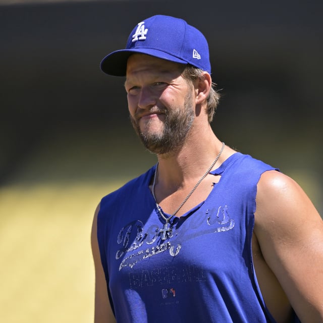 LOS ANGELES, CALIFORNIA - JUNE 15: Clayton Kershaw #22 of the Los Angeles Dodgers on the field prior to the game against the Kansas City Royals at Dodger Stadium on June 15, 2024 in Los Angeles, California.
Kershaw has been shut down from throwing.
