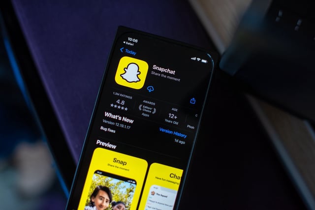 The Snapchat application on a smartphone arranged in Hastings-on-Hudson, New York, US, on Wednesday, Feb. 1, 2023.