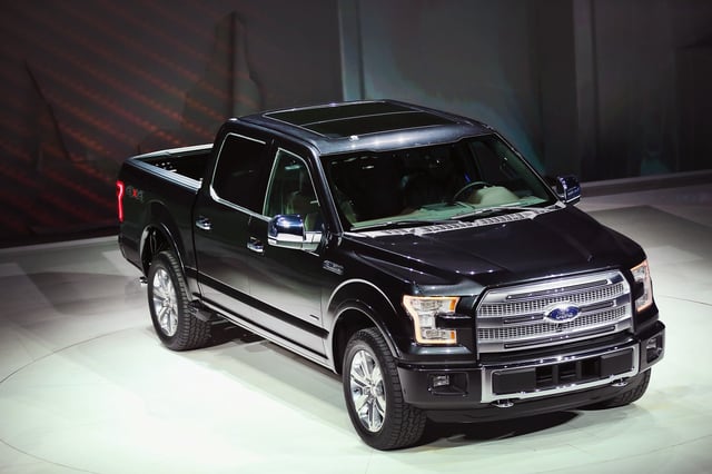 DETROIT, MI - JANUARY 13: Ford introduces the new F-150 pickup truck at the North American International Auto Show on January 13, 2014 in Detroit, Michigan. The auto show opens to the public January 18-26. (Photo by Scott Olson/Getty Images)