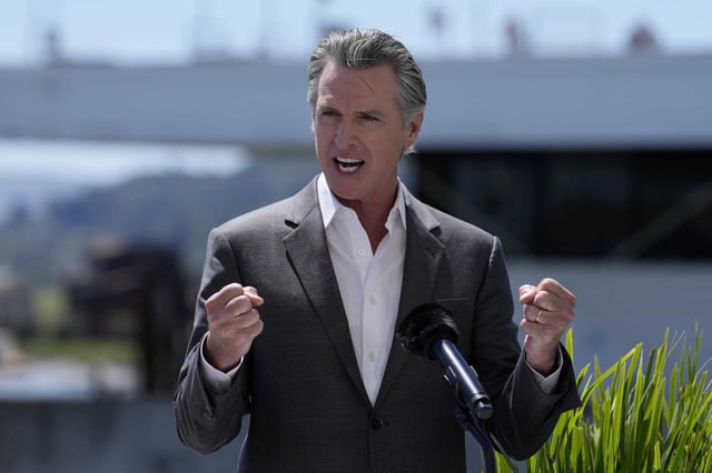 Gov. Gavin Newsom, pictured speaking in Larkspur in April, delivered his State of the State speech in a prerecorded video posted on his social media channels.
