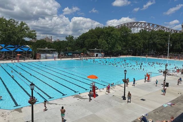 There's water, water everywhere at the reopening of the Astoria Pool, but not enough lifeguards to let everyone swim.