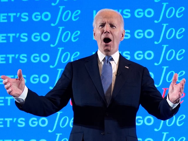 President Joe Biden visits a presidential debate watch party, Thursday, June 27, 2024, in Atlanta. (AP Photo/Evan Vucci)