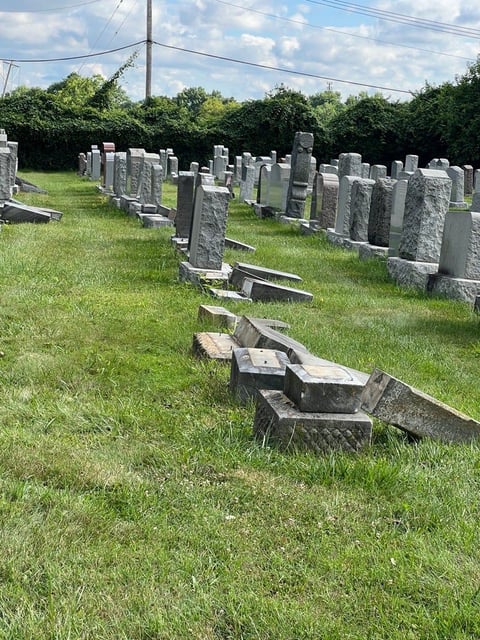 The damage spans two sections of the Covedale Cemetery complex and impacts 176 gravestones, according to Jewish Cemeteries of Greater Cincinnati.