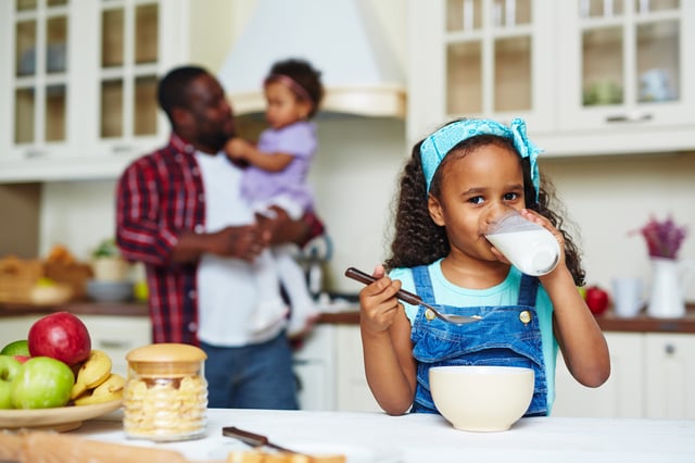 Child drinking soy milk