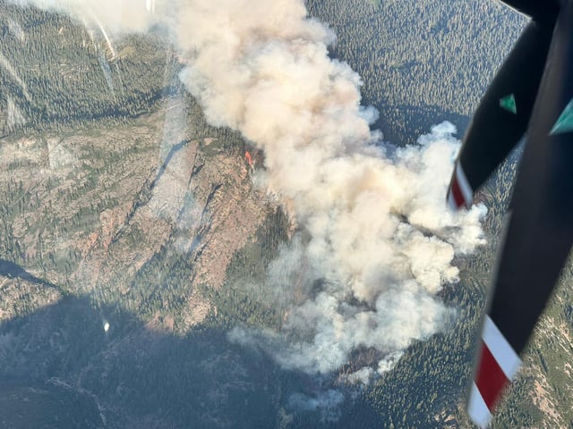 The Royal Fire started in the Royal Gorge and has burned at least 100 acres so far, the Tahoe National Forest said.