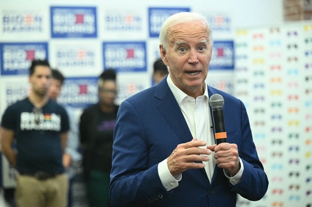 President Joe Biden speaks to supporters