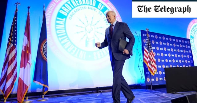 The 81-year-old exits the stage after a speech in Washington earlier this year