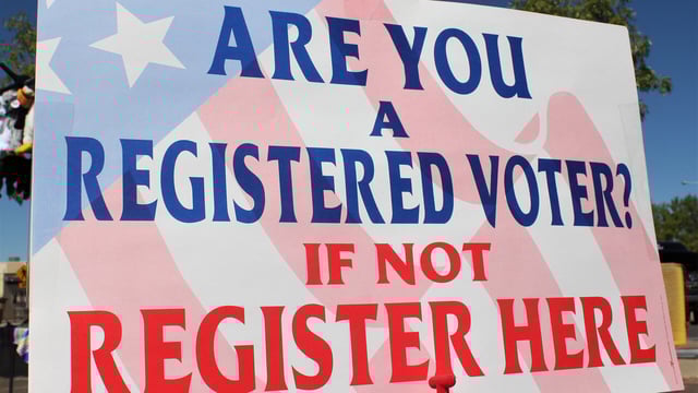 Voter registration sign
