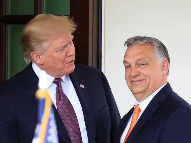 FILE - President Donald Trump welcomes Hungarian Prime Minister Viktor Orban to the White House in Washington, on May 13, 2019. Orbán, will travel to Florida on Thursday July 11, 2024 to meet with former President Donald Trump following a NATO summit in Washington, a move likely to aggravate frustrations among his partners in the European Union over similar secretive trips he made to Russia and China in recent days. (AP Photo/Manuel Balce Ceneta, File)