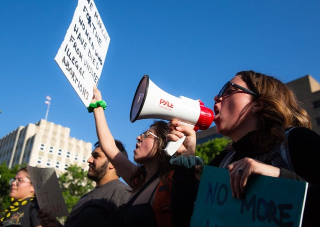 Abortion rights protesters rally at the Texas State Capitol in Austin, following the Supreme Court decision to overturn Roe v. Wade, June 24, 2022. (Credit: Sara Diggins/American-Statesman/File)