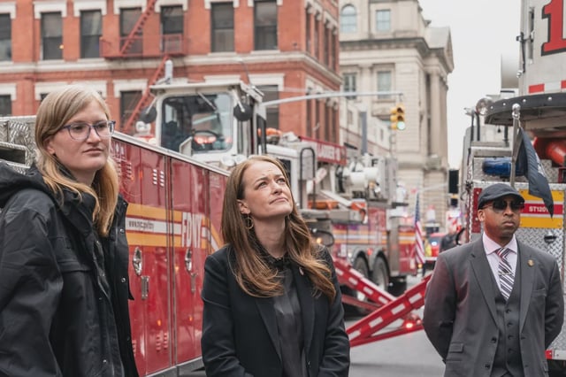 FDNY Commissioner Laura Kavanagh attends a fire rescue operation in 2023.