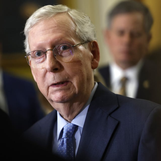 Senate Minority Leader Mitch McConnell (R-KY) speaks during a news conference following the weekly Senate Republican policy luncheon at the U.S. Capitol on June 18, 2024 in Washington, DC. During the news conference Senate Republicans spoke on a number of topics including immigration and the upcoming Republican National Convention.