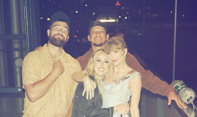 Travis Kelce, Patrick Mahomes, Brittany Mahomes and Taylor Swift.
