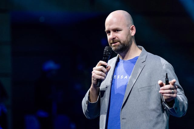 Ryan Selkis, chief executive officer of Messari Inc., speaks in Paris on March 22, 2023.