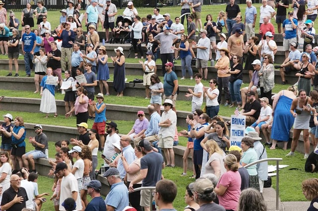 Community members attend the Jewish Federation of Greater Nashville, “Nashville Together” event at Bicentennial Park in Nashville , Tenn., on July 21, 2024.