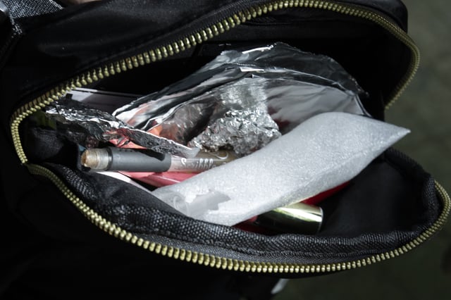 A bag filled with drug paraphernalia i