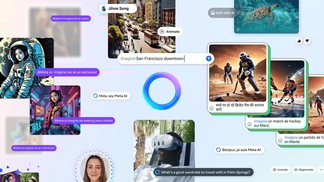 Animated collage of Meta AI features