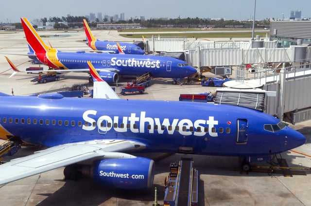 Southwest Airlines airplanes at Fort Lauderdale-Hollywood International Airport on May 18, 2024.