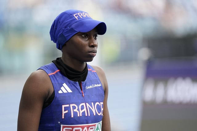 Sylla Sounkamba of team France attends the 4x400m Relay Women of team France during day five of the 26th European Athletics Championships - Rome 2024 at Stadio Olimpico on June 11, 2024 in Rome, Italy.