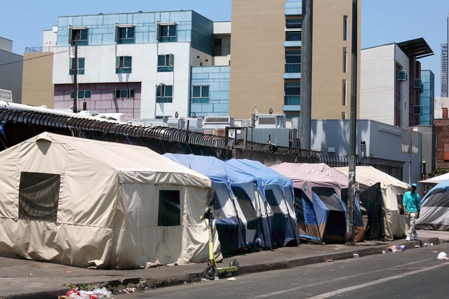 Tents on Skid Row in downtown Los Angeles on June 28, 2024. 