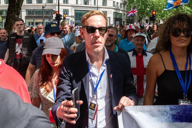 Laurence Fox among the crown at a central London protest led by Tommy Robinson