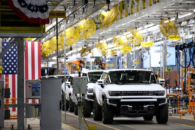 The General Motors' Factory ZERO all-electric vehicle assembly plant in Detroit on Nov. 17, 2021.