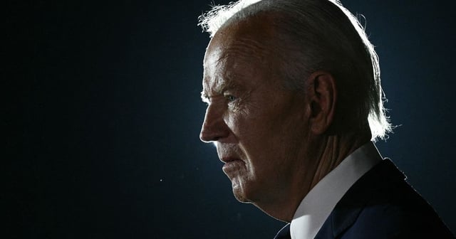 President Joe Biden talks to the media before the arrival of the prisoners released by Russia at Joint Base Andrews in Maryland on Thursday. (Brendan Smialowski - AFP / Getty Images)