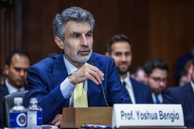 Yoshua Bengio, founder and scientific director of Mila at the Quebec AI Institute, during a Senate Judiciary Subcommittee on Privacy, Technology and the Law hearing in Washington, D.C. on July 25, 2023.