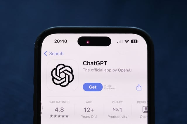 ChatGPT on App Store displayed on a phone screen is seen in this illustration photo taken in Poland on June 5, 2024.
