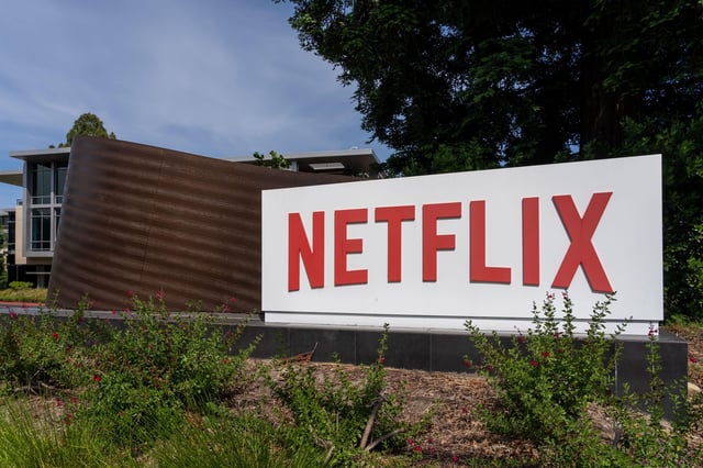 2TCND50 Netflix sign at Netflix Inc. headquarters in Los Gatos, California, USA