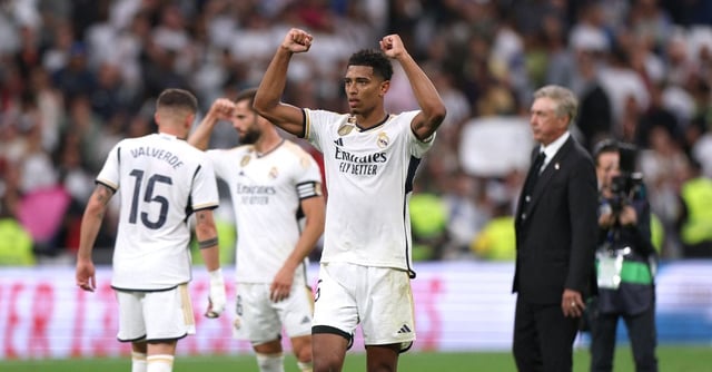 Soccer Football - LaLiga - Real Madrid v Getafe - Santiago Bernabeu, Madrid, Spain - September 2, 2023 Real Madrid's Jude Bellingham celebrates after the match REUTERS/Violeta Santos Moura