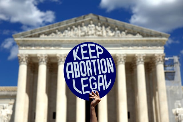 An abortion rights advocate during a protest outside of the Supreme Court on June 24, 2024. 