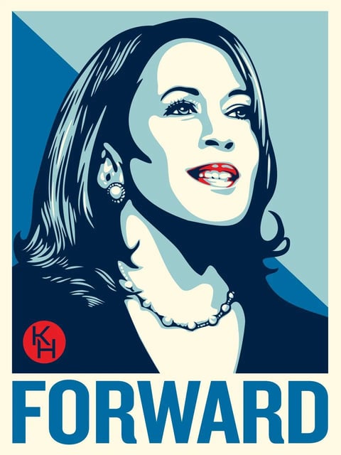 This poster from artist Shepard Fairey shows Vice President Kamala Harris.